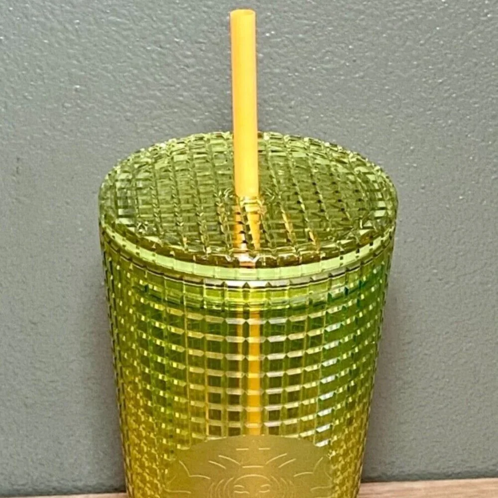 Starbuck’s 24oz. Summer 2022 Lemon Pink Ombre Studded Tumbler W/Lid‎ & Straw NEW